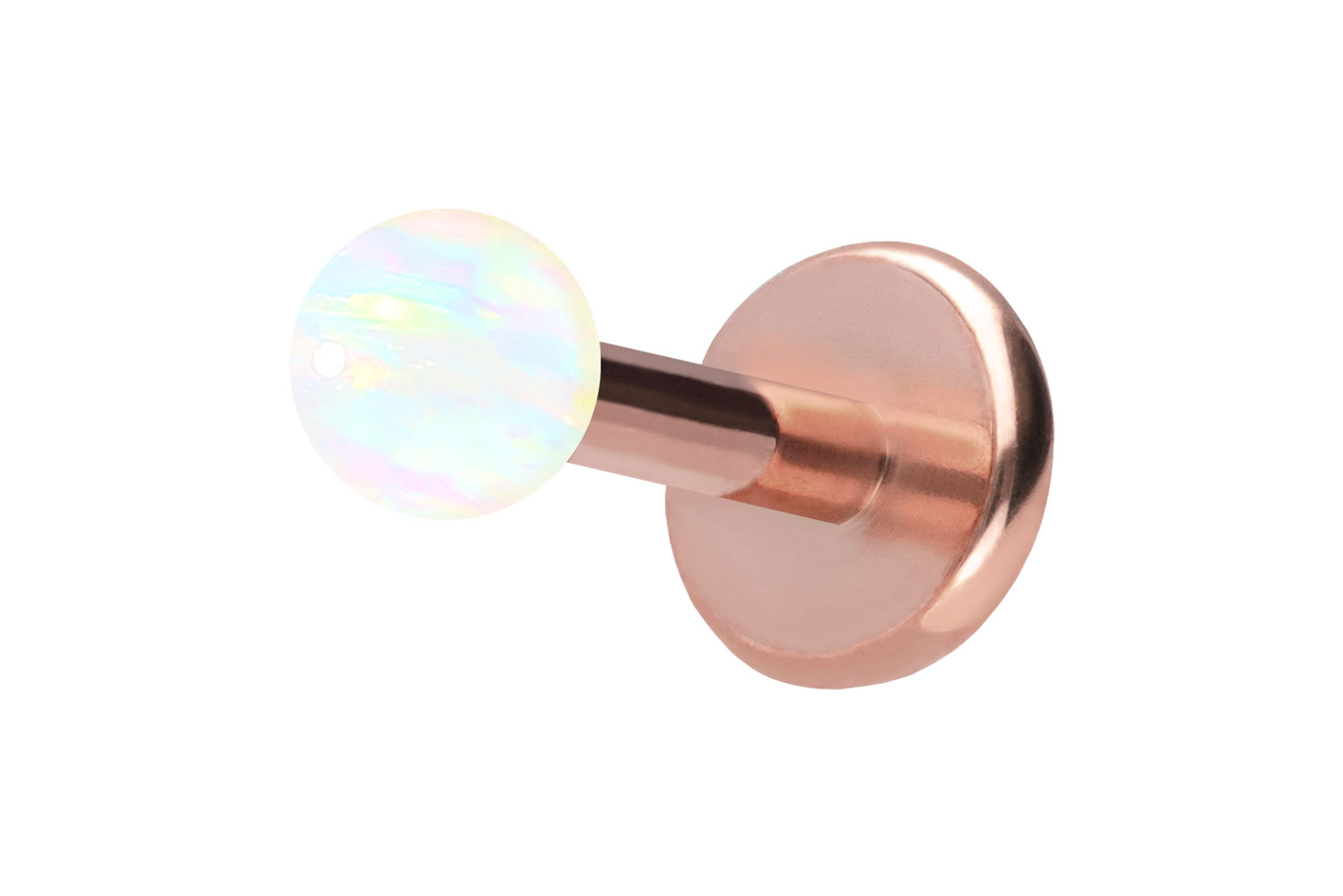 Titan Labret Piercing mit Push Fit SYNTHETISCHER OPAL